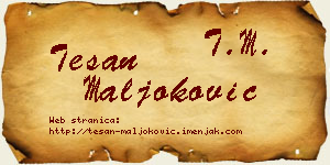 Tešan Maljoković vizit kartica